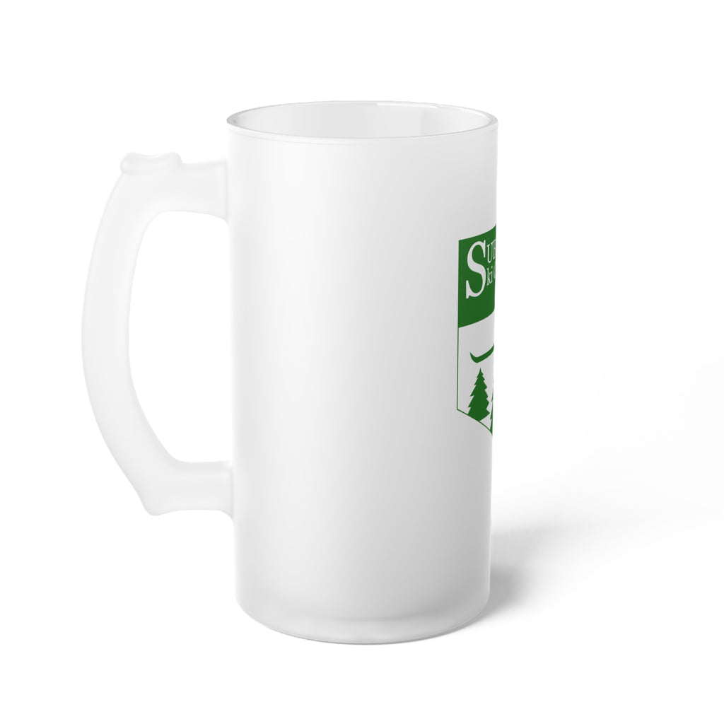 Frosted Glass Beer Mug - Suburban Ski Club Design, Perfect for Ski Enthusiasts