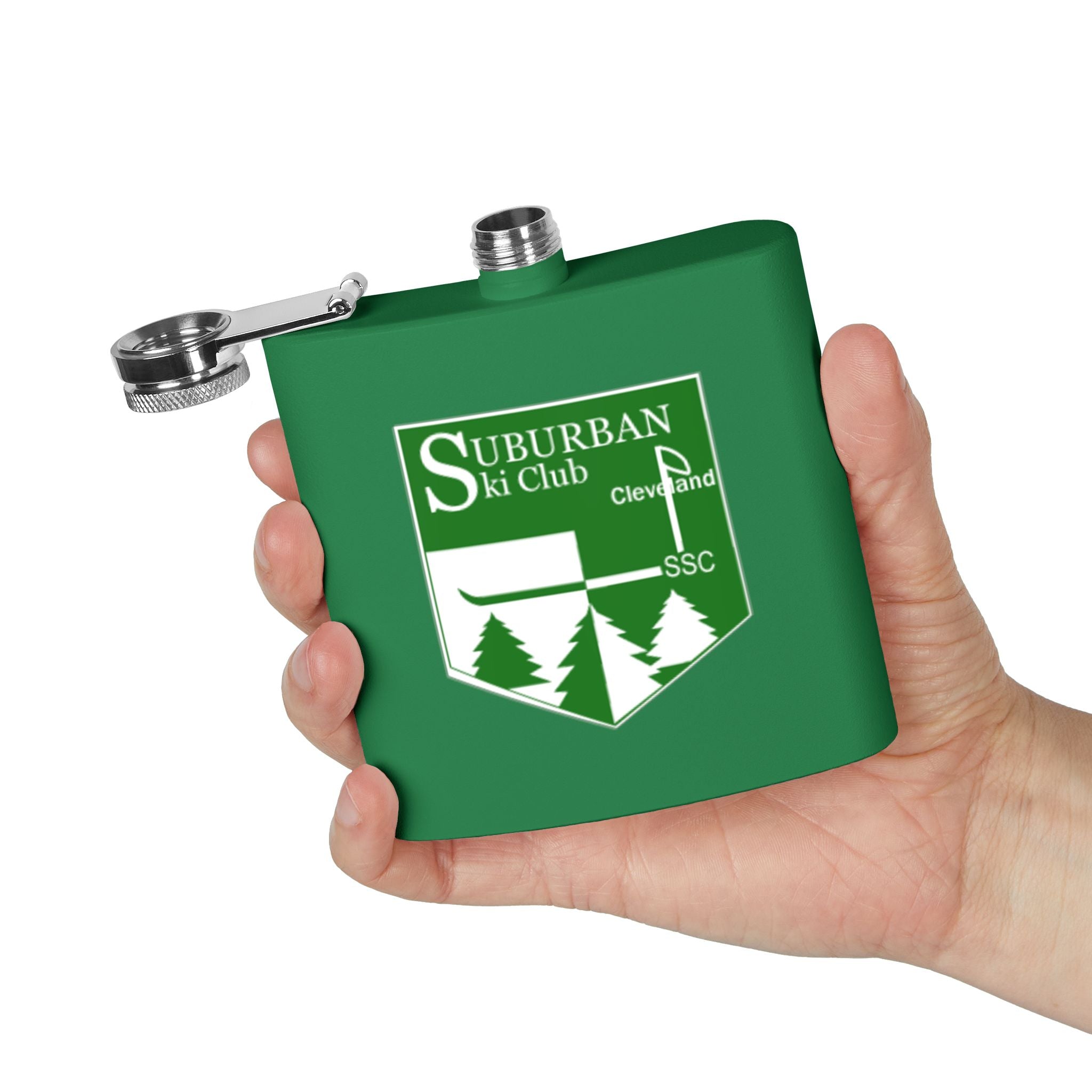 Gondola Ready SSC Stainless Steel Flask, perfect for a quick warm up between runs!