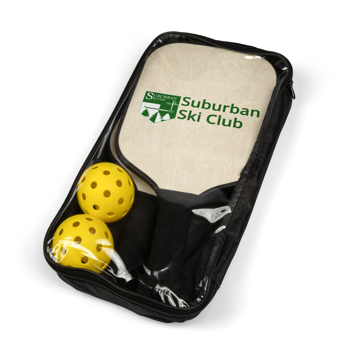 Suburban Ski Club Pickleball Paddle Set — Outdoor Pickleball Kit with Logo (2 Paddles + Balls)