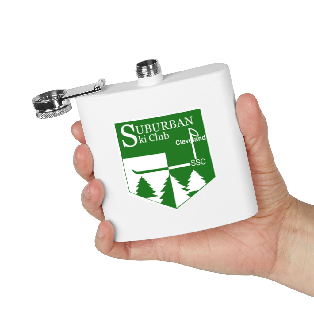 Gondola Ready SSC Stainless Steel Flask, perfect for a quick warm up between runs!