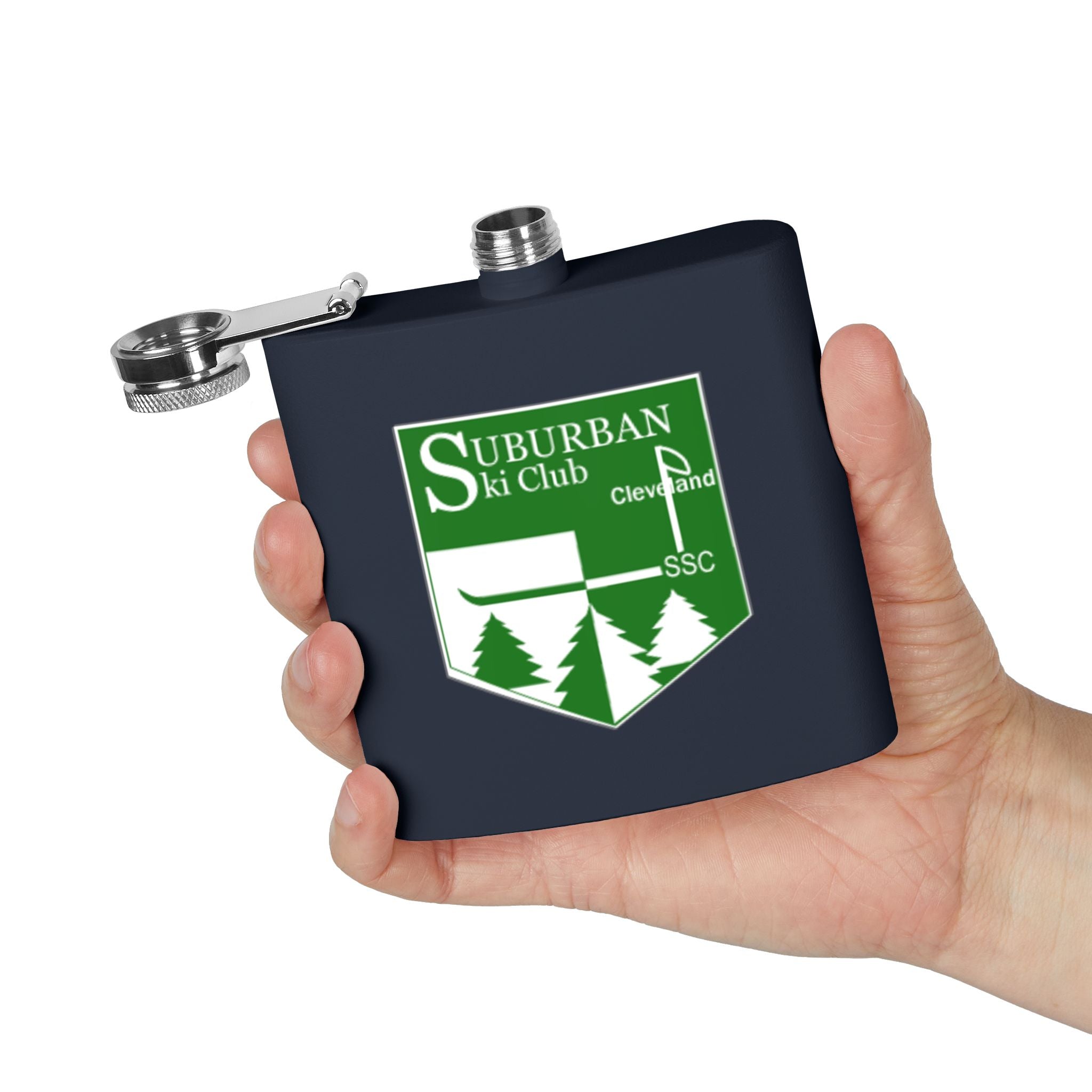 Gondola Ready SSC Stainless Steel Flask, perfect for a quick warm up between runs!