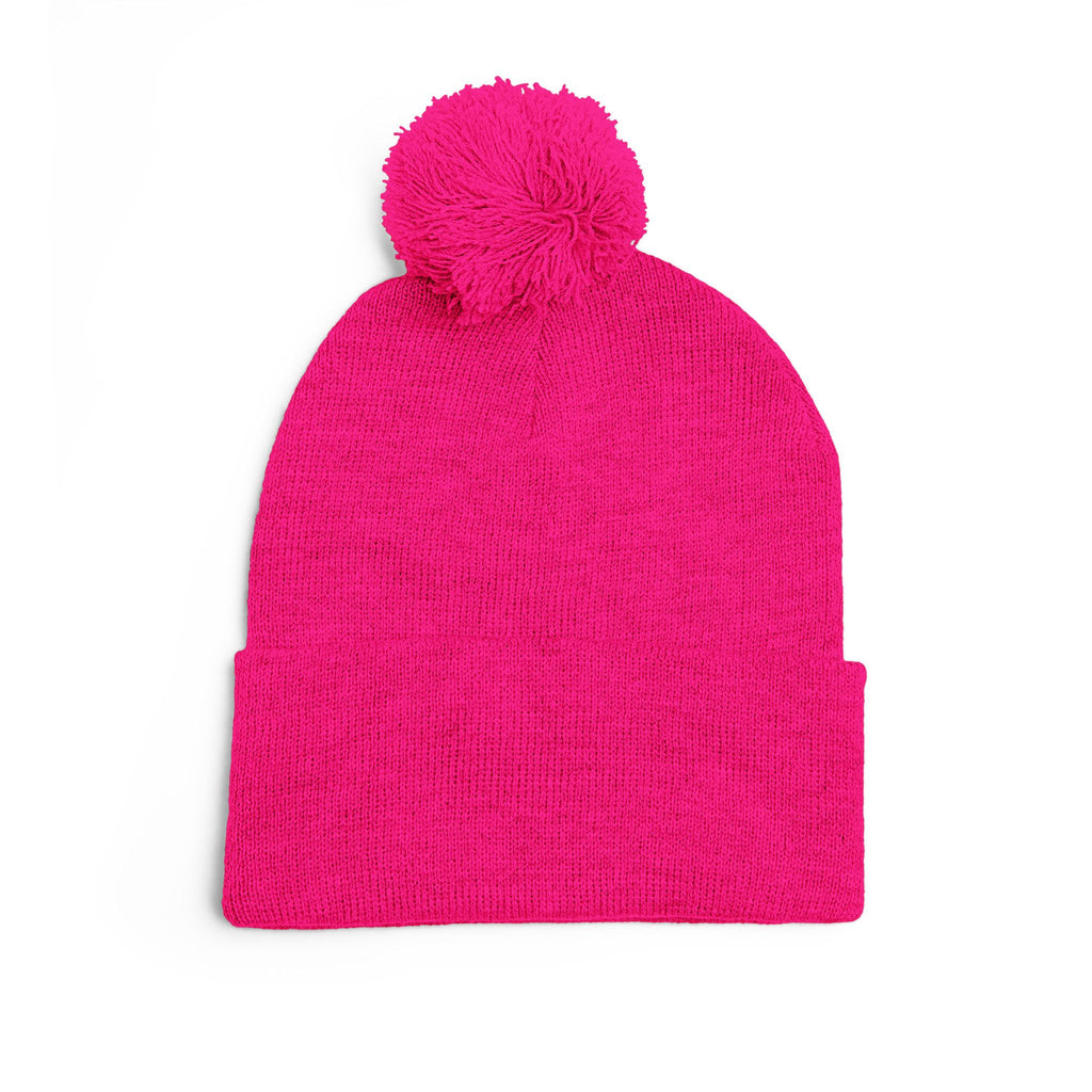 SSC Cozy Pom-Pom Knit Cap with Embroidery | Winter Beanie