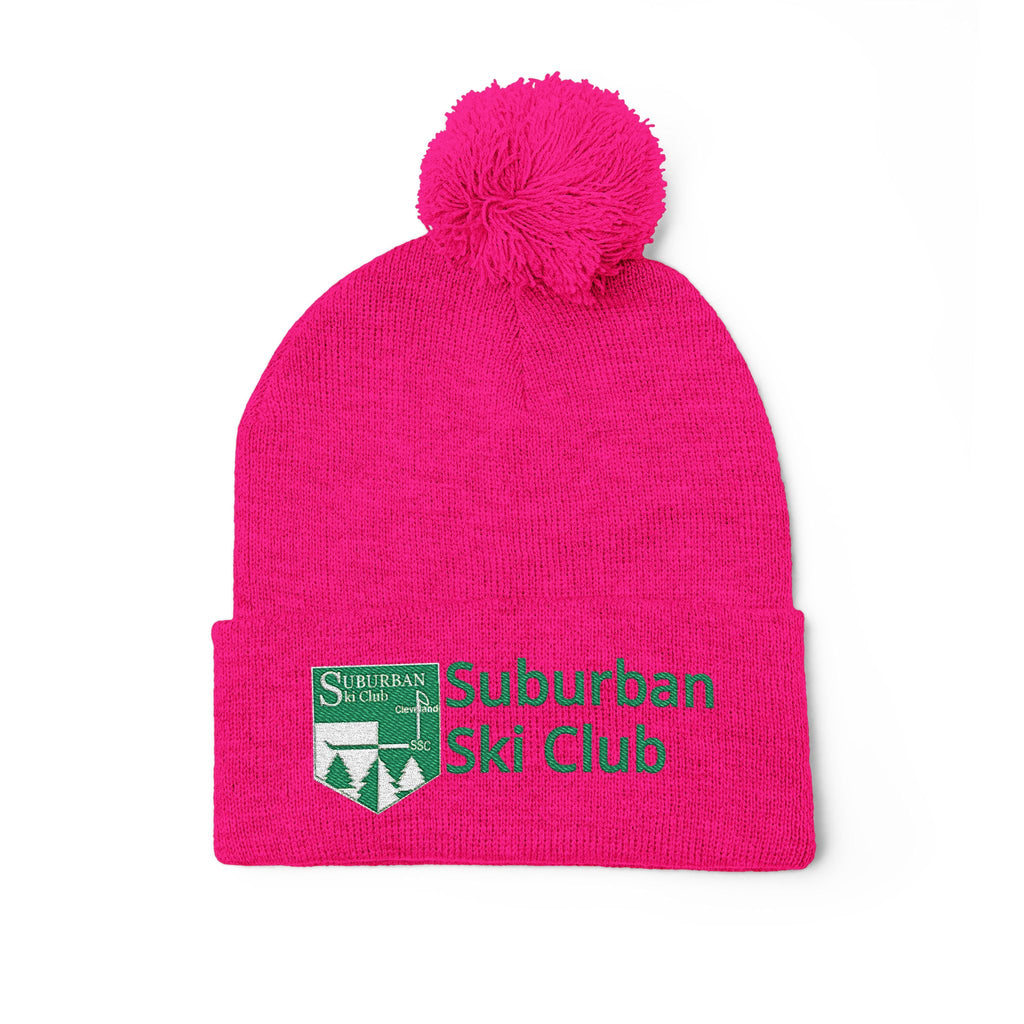 SSC Cozy Pom-Pom Knit Cap with Embroidery | Winter Beanie