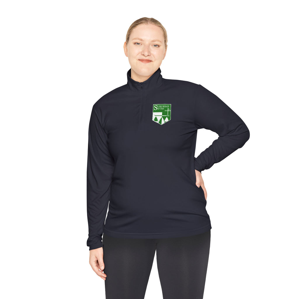 Suburban Cozy Unisex Quarter-Zip Pullover for Outdoor Adventures | Ideal for Ski Club, Travel, Gifting, Sports, Après Ski, and Casual Wear