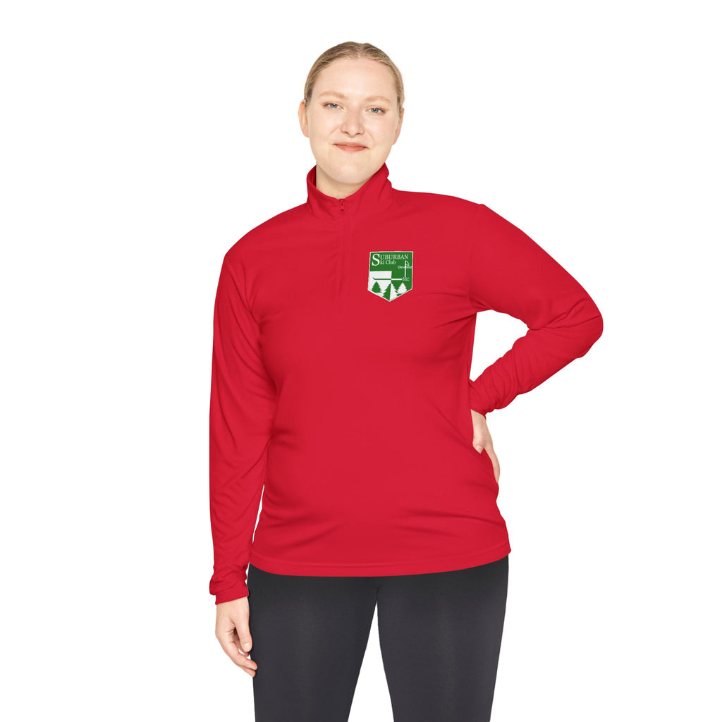 Suburban Cozy Unisex Quarter-Zip Pullover for Outdoor Adventures | Ideal for Ski Club, Travel, Gifting, Sports, Après Ski, and Casual Wear