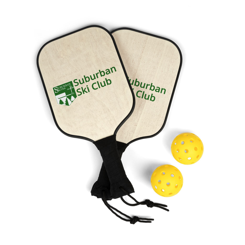 Suburban Ski Club Pickleball Paddle Set — Outdoor Pickleball Kit with Logo (2 Paddles + Balls)