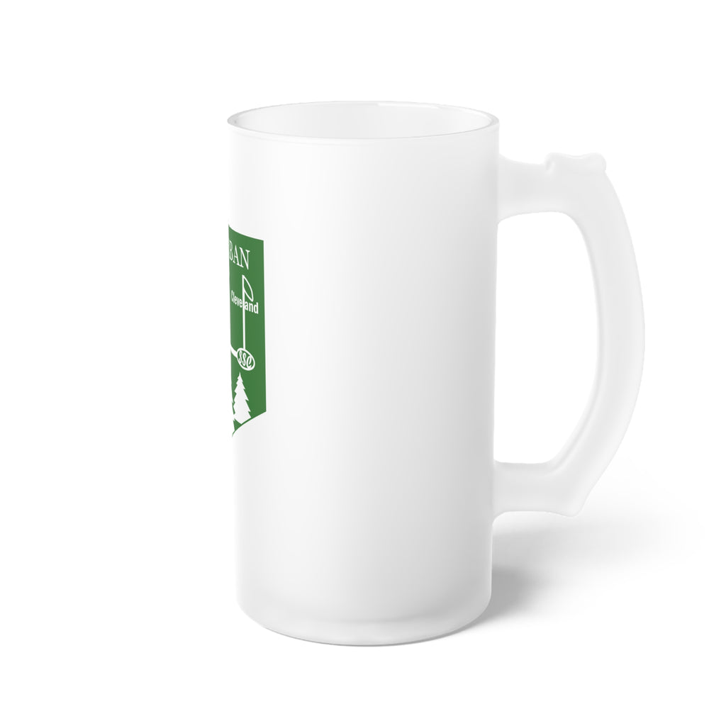 Frosted Glass Beer Mug - Suburban Ski Club Design, Perfect for Ski Enthusiasts
