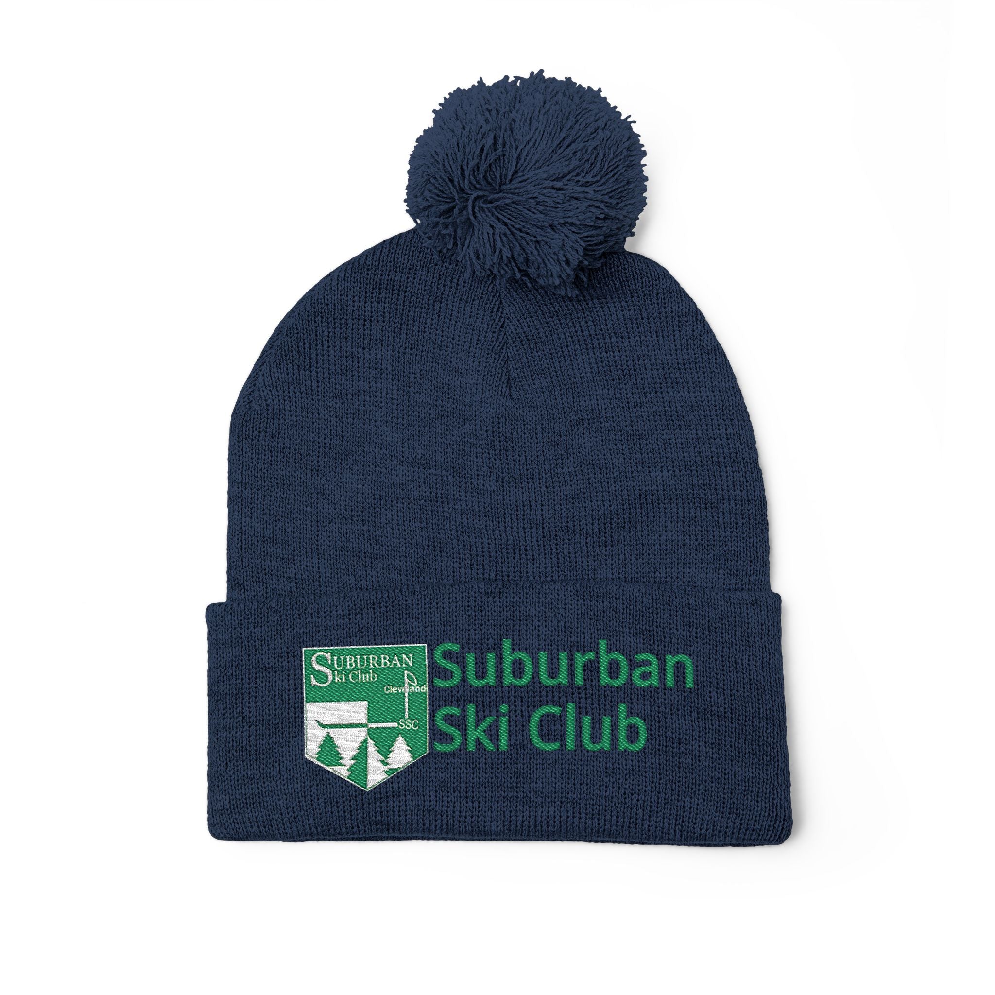 SSC Cozy Pom-Pom Knit Cap with Embroidery | Winter Beanie